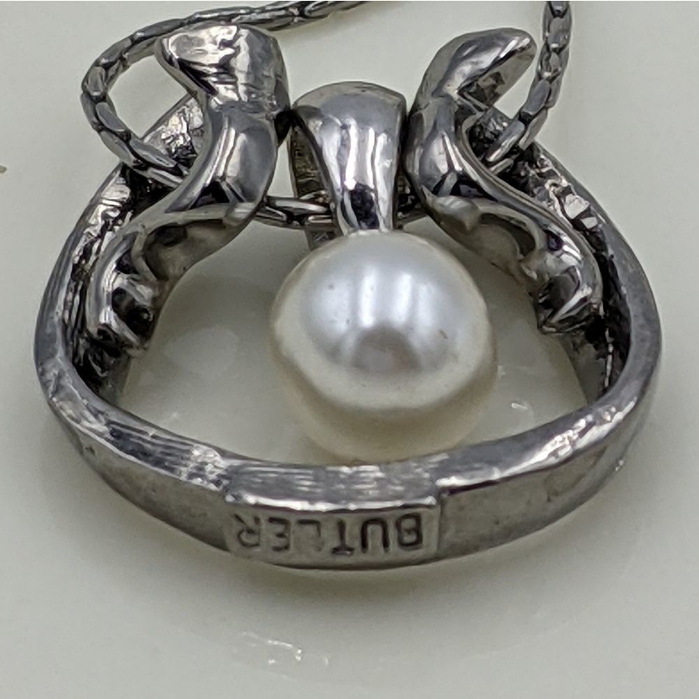 Butler Sterling Silver Faux Pearl Swing Necklace - Picture 8 of 9